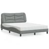 vidaXL Cama com colch&atilde;o Hvar 120x200 cm tecido cinza-claro