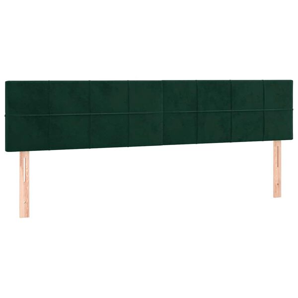 vidaXL Cabeceira de cama c/luzes LED veludo 180x5x78/88cm verde-escuro