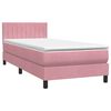 vidaXL Cama com molas/colch&atilde;o 100x220 cm veludo Rosa