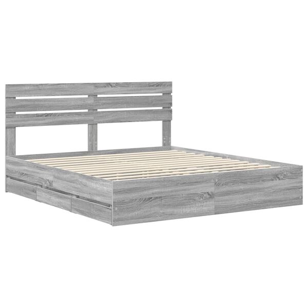 vidaXL Estrutura da Cama com gaveta Cinza Sonoma 200 x 200 cm
