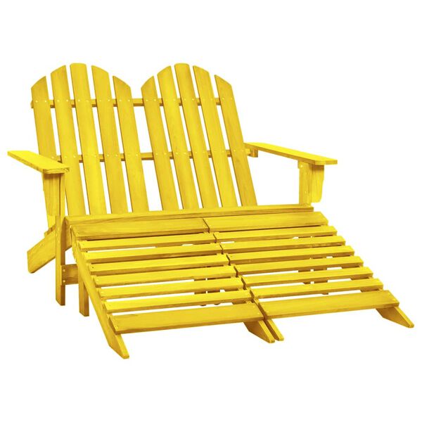 vidaXL Cadeira de jardim e otomano Adirondack 2 lugares abeto amarelo