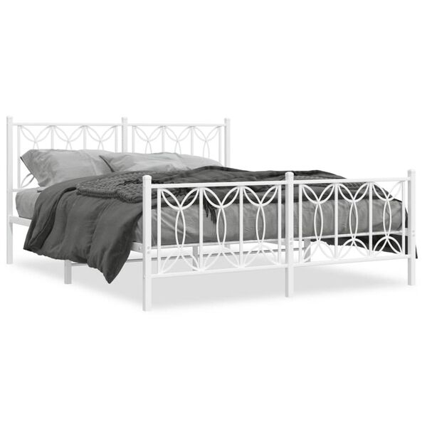 vidaXL Estrutura de cama com cabeceira e pés 150x200 cm metal branco