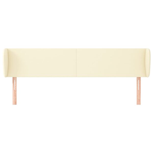 vidaXL Cabeceira de cama c/ abas couro artificial 163x23x78/88cm creme