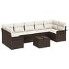 vidaXL Conjunto de Sof&aacute; de Jardim 8 unid. Castanho vime PE