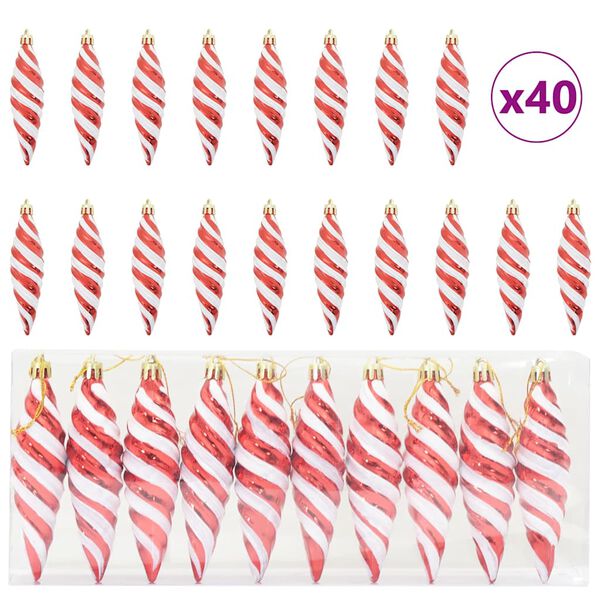 vidaXL Bola Espiral de Natal 40 pcs Vermelho