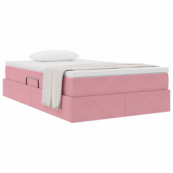 vidaXL Cama com arruma&ccedil;&atilde;o e colch&atilde;o Rosa 120 x 200 cm Veludo