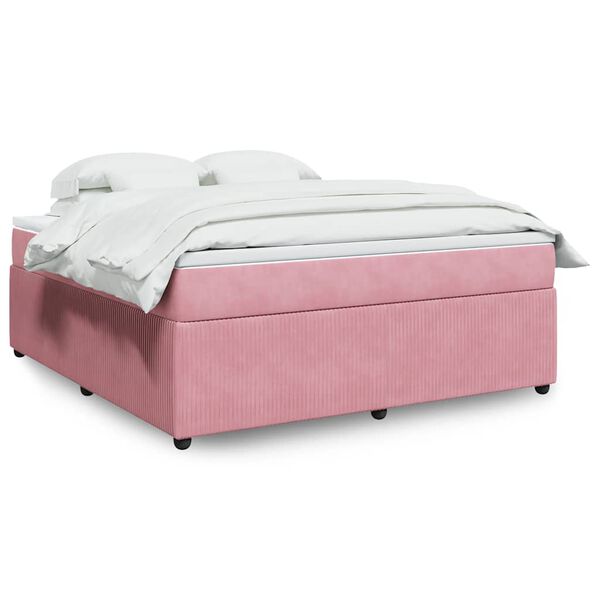 vidaXL Cama com molas/colch&atilde;o 180x200 cm veludo rosa