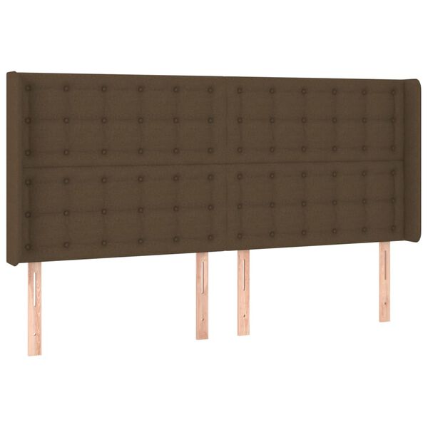 vidaXL Cabeceira cama c/ abas tecido 183x16x118/128 cm castanho-escuro