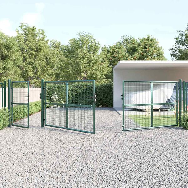 vidaXL Port&atilde;o de jardim em tela verde 500x125 cm a&ccedil;o galvanizado.