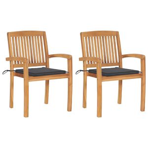 vidaXL Cadeiras de jardim c/ almofad&otilde;es antracite 2 pcs teca maci&ccedil;a