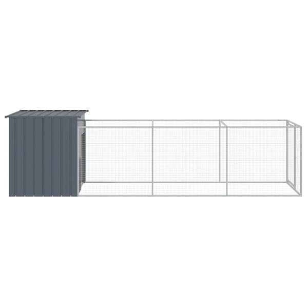 vidaXL Casota p/ c&atilde;es c/ parque 110x405x110 cm a&ccedil;o galvaniz. antracite