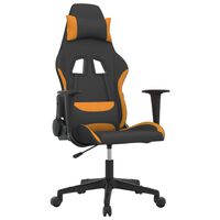 vidaXL Cadeira gaming de massagens tecido preto e laranja