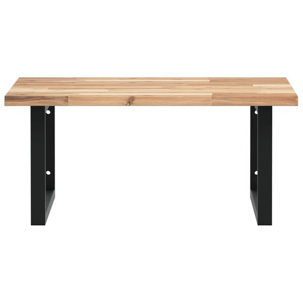 vidaXL Prateleira de parede p/ lavat&oacute;rio a&ccedil;o/madeira de ac&aacute;cia maci&ccedil;a