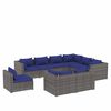 vidaXL 9 pcs conjunto lounge de jardim c/ almofad&otilde;es vime PE cinzento