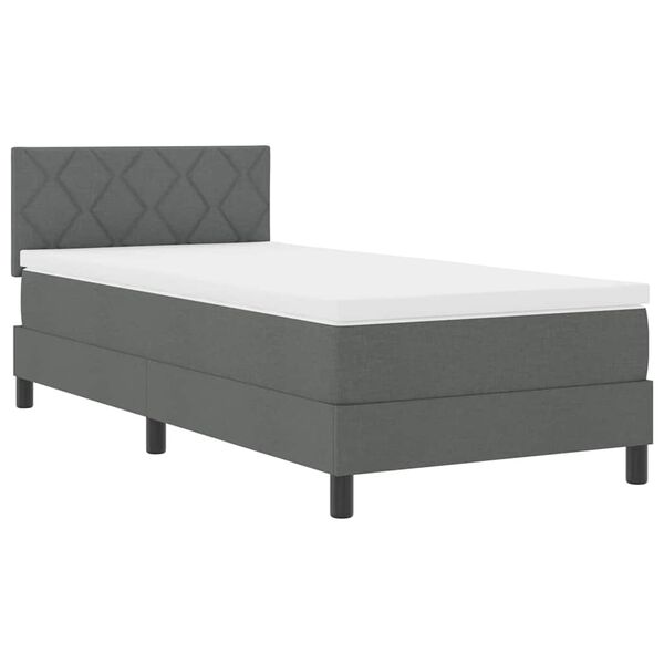 vidaXL Cama Box com colch&atilde;o Cinzento escuro 100 x 200 cm tecido
