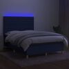 vidaXL Cama box spring c/ colch&atilde;o e LED 140x200 cm tecido azul
