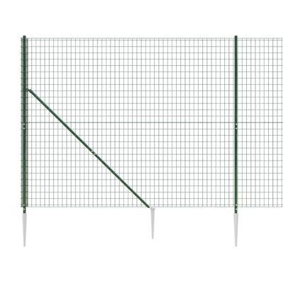 vidaXL Cerca de malha de arame com estacas de fixação 1,4x25 m verde