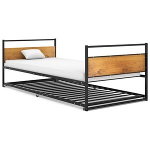 vidaXL Estrutura de cama de puxar 90x200 cm metal preto