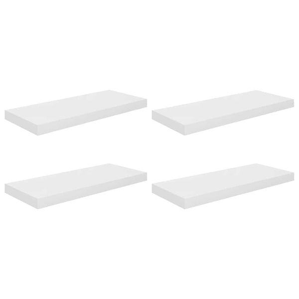 vidaXL Prateleiras de parede suspensas 4 pcs 60x23,5x3,8cm MDF branco