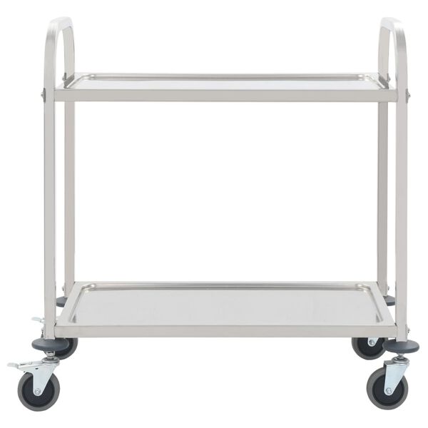 vidaXL Carrinho de cozinha de 2 níveis 96,5x55x90 cm aço inoxidável