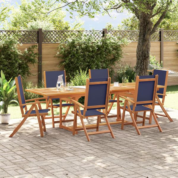 vidaXL 7 pcs conjunto de jantar para jardim ac&aacute;cia maci&ccedil;a e textilene