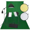 Kit de est&uacute;dio: pano verde de fundo, 3 l&acirc;mpadas de luz di&aacute;ria
