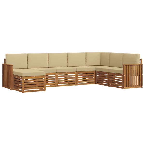vidaXL Conjunto de Sof&aacute; Sectional com almofada 8 pcs Natural e Bege
