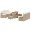 vidaXL Conjunto de Sof&aacute; de Jardim 9 unid. Bege Rattan Sint&eacute;tico