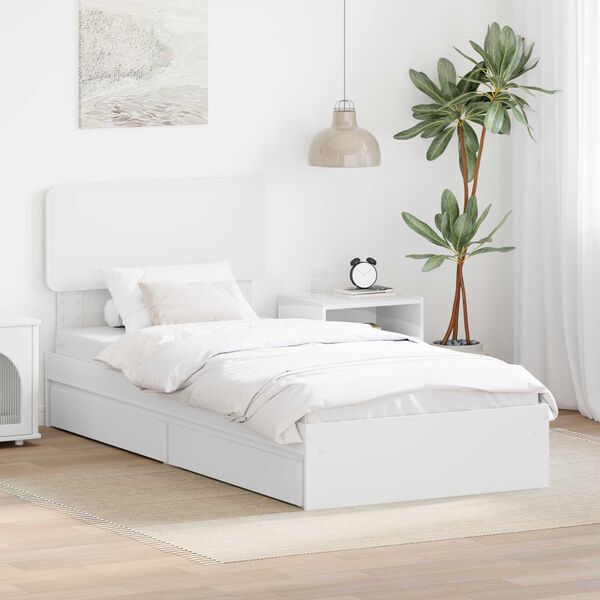 vidaXL Cama com Armazenamento Branco 90 x 200 cm Madeira processada