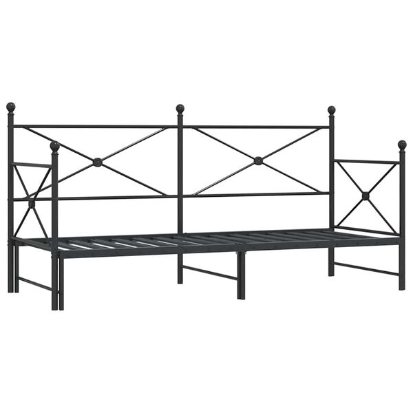 vidaXL Cama de dia com gavet&atilde;o sem colch&atilde;o 90x190 cm a&ccedil;o preto