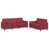 vidaXL 2 pcs conjunto sof&aacute;s c/ almofad&otilde;es couro artif. vermelho tinto