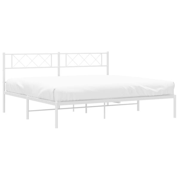 vidaXL Estrutura de cama com cabeceira 200x200 cm metal branco