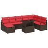 vidaXL Conjunto de Sof&aacute; de Jardim 9 unid. Castanho vime PE