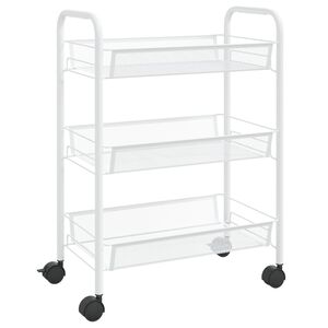 vidaXL Carrinho de cozinha com 3 prateleiras ferro 46x26x64 cm branco