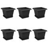 vidaXL Vasos de Plantas 6 pcs Preto 20 x 20 x 16 cm Pl&aacute;stico