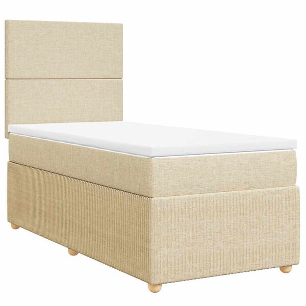 vidaXL Cama com molas/colch&atilde;o 100x200 cm tecido cor creme