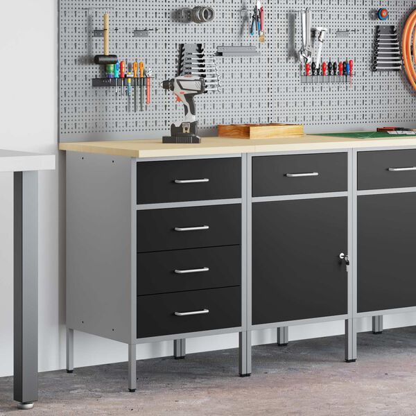 vidaXL Arm&aacute;rio de Trabalho 2 pcs Preto e Cinza 75 x 45 x 85 cm