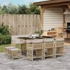 vidaXL 11 pcs conjunto de jantar p/ jardim com almofad&otilde;es vime PE bege