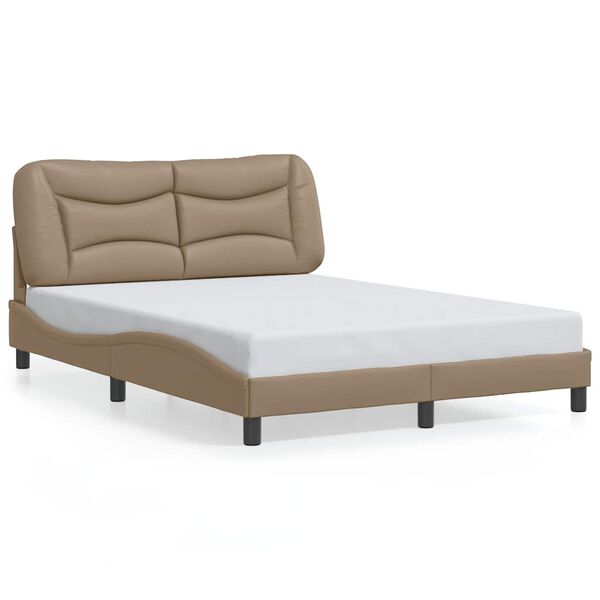 vidaXL Estrutura de cama sem colch&atilde;o Hvar 140x200 cm couro artificial cappuccino