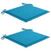 vidaXL Cadeiras de jardim c/ almofad&otilde;es azuis 2 pcs teca maci&ccedil;a