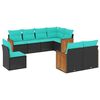 vidaXL Conjunto de sof&aacute; de jardim com 8 pe&ccedil;as e almofadas em rattan sint&eacute;tico preto