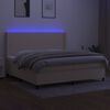 vidaXL Cama box spring c/ colch&atilde;o e LED 200x200 cm tecido cor creme