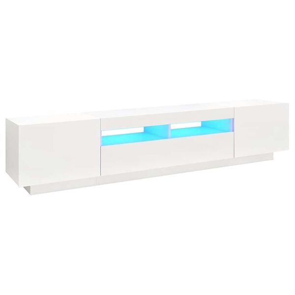 vidaXL Móvel de TV com luzes LED 200x35x40 cm branco