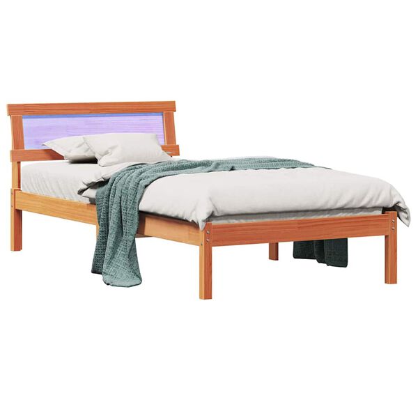 vidaXL Estrutura da Cama com cabeceira Marrom Cera 75 x 190 cm