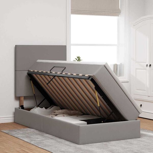 vidaXL Cama com arruma&ccedil;&atilde;o e LED Cinzento-acastanhado 90 x 200 cm