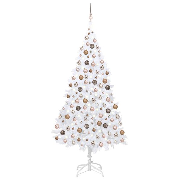 vidaXL &Aacute;rvore Natal artificial pr&eacute;-iluminada c/ bolas PVC branco