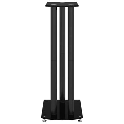 vidaXL Suportes p/ colunas 2pcs vidro temperado design 3 pilares preto