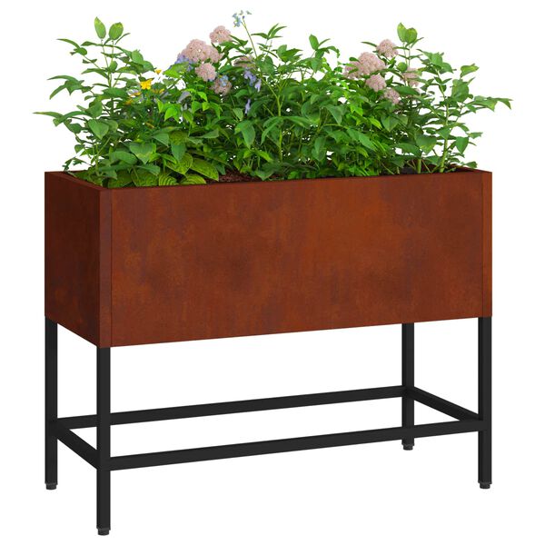 vidaXL Vaso Elevado para Jardim Ferro Enferrujado 60 x 26 x 45 cm