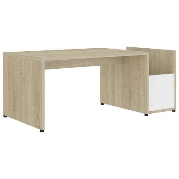 vidaXL Mesa centro 90x45x35 cm contraplacado branco e carvalho sonoma