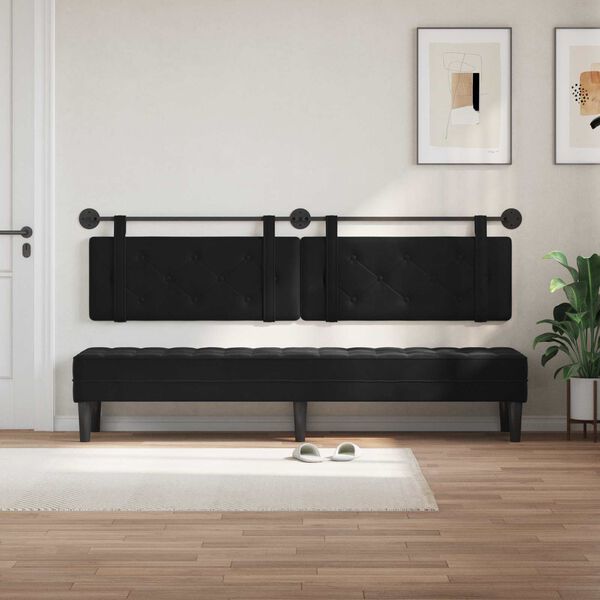 vidaXL Cabeceira Suspensa Preto 210 x 55 x 5 cm Veludo